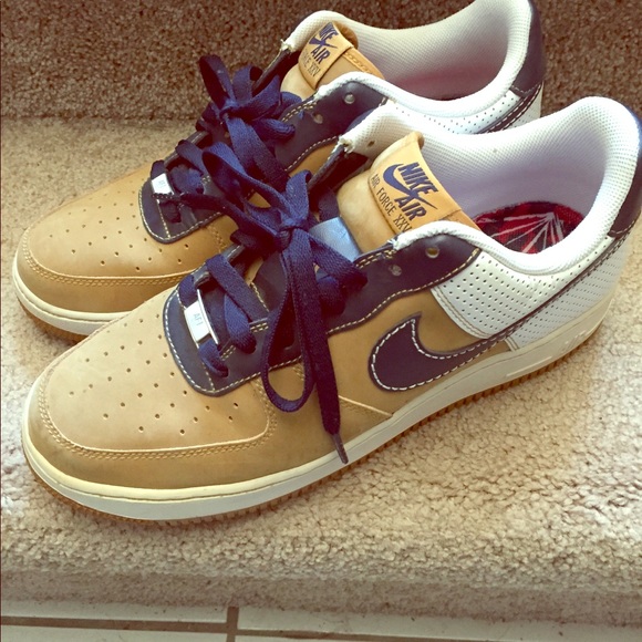 tan and white air force ones